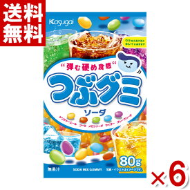 春日井製菓 つぶグミ ソーダ 80g×6袋入 (グミ アソート お菓子)(1000円ポッキリ ポイント消化)(np-2)(賞味期限2027.5月末) (メール便全国送料無料)