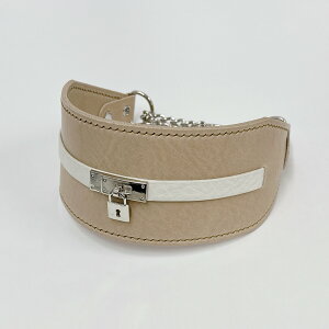 【key to happiness(幸せの鍵)】ベージュ  (大型犬) ハーフチョーク首輪 日本製