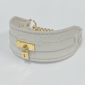 【key to happiness(幸せの鍵)】 ホワイト  (大型犬) ハーフチョーク首輪 日本製