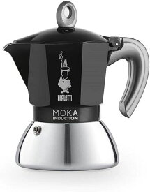 BIALETTI NEW MOKA IHコーヒーメーカー モカポット、アルミニウム、ブラック:イタリア製、4カップ 200ML