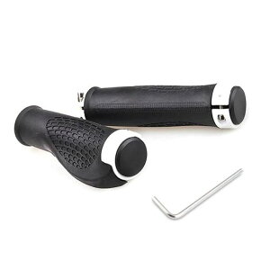 自転車ハンドルグリップ白マウンテンバイク用クロスバイク用人間工学に基づくデザイン握りやすい滑り防止ゴム製【取付工具付き】(ホワイト)