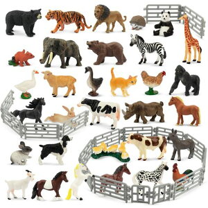 TOYMANY50PCS動物フィギュアセット野生動物フィギュア農場動物モデル馬おもちゃミニフェンスおもちゃリアルな動物模型人気動物玩具誕生日プレゼント飾り物クリスマス新年コレクション6…