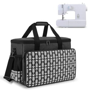 Yarwoミシンキャリングケースミシン収納バッグ硬い底板付き(矢印付きブラック)