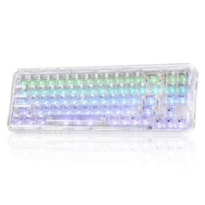 YUNZIIX71メカニカルゲーミングキーボード透明キーキャップ71キー68%配列ワイヤレスホットスワップ対応BT5.0/2.4G/USB-Cガスケット搭載RGB無線Windows/Mac用