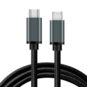 TypeCMicroUSBケーブル1m1本セットPopolier(USBCtomicro)OTGケーブル2.4A出力タイプCマイクロタイプB充電USB2.0データ転送Androidスマホなどに対応(グレー)