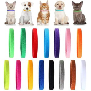 YINKE 子猫 子犬用首輪 15色セット ペット用識別首輪 新生児 ペット 柔軟の素材 マジックテープ付き ダブルサイド 調節可能 簡単着脱 子犬識別