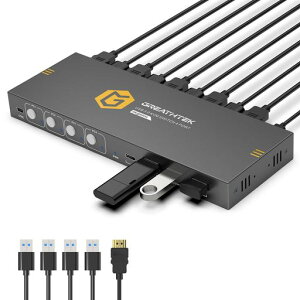 4KKVM�X�C�b�`HDMI�A�t��USB3.0�|�[�g�A4���PC�R���s���[�^��1��̃��j�^�����L�AKVM4���͐ؑ֊�A4K@60Hz�Ή��A�h���C�o�s�v�A�v���O�A���h�v���C
