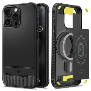 Spigen�y�n��18�N�̋Z�p�́ziPhone15Pro�P�[�XMagSafe�ϏՌ��ČRMIL�K�i�擾�}�b�g���}�O�l�b�g���ڎ����₷���J�[�{���f�U�C���Ռ��z�����菝�h�~MagSafe���C�����X�[�d�Ή�