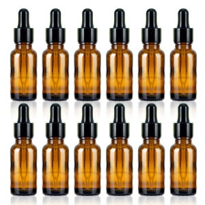 LUCKINSELL 小分けボトル アロマ遮光瓶 30ML 目盛り付き 精油瓶 スポイト付き アルコール対応 遮光瓶 詰め替え 保存用 ガラス製 エッセンシャルオイル 12個入 茶色
