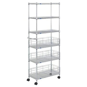 ドウシシャルミナスフィールキッチンラックワゴンスチールラック隙間収納収納棚幅306段サビに強い防錆加工組立簡単キャスター付き耐荷重80kg(棚板1枚)ポール径19mm幅29.5x奥行59.5x高さ155cm