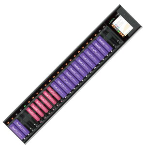 LIMETAR24AAAAAバッテリ24本同時充電可能単三単四充電池ー充電器-放電機能とLCDディスプレイ搭載の急速充電器-ニッケル水素NiMH、NiCd、NiZn電池などに対応アプリ経由のファームウェアアップデ…