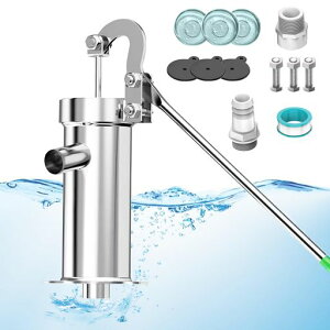 timiland井戸ポンプ手動手押しポンプアップグレード版ポンプボディの肉厚化手動ポンプ井戸手押しステンレス製排水ポンプ手動庭畑水やりウォーターポンプアクセサリー付き日本語取扱説…