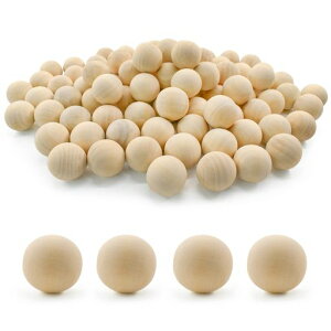 Enkrio木製ボールウッドクラフトボール100個セット丸型木製ビーズ丸い木製のボール穴なし塗装なしDIY工芸品クラフト用品装飾原木色無地(2.5*2.5*2.5cm)