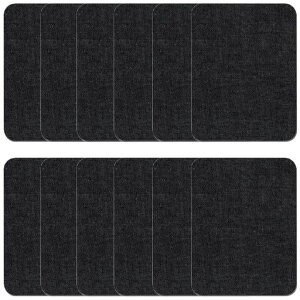 デニムパッチ補修パッチアイロンパッチ長方形約9.5cmx12.5cm単色12枚セットジーンズリペア補修布デニム補修シートアイロン接着貼付パッチ布製衣類服の補修にDIY手芸自由に切り取れるデニ…