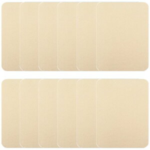 補修パッチアイロンパッチ単色12枚セット長方形約9.5cmx12.5cm洋服リペア補修布補修シートアイロン接着貼付パッチアイロンワッペン布製衣類服の補修にDIY手芸自由に切り取れる(ベージュ)