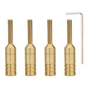 Monosaudio4個スピーカーバナナプラグ純銅オーディオダブルスクリュー高速ロック用ハイエンドグレード10AWGから17AWGまでスピーカーワイヤー対応バナナプラグ端子L型六角レンチ付き