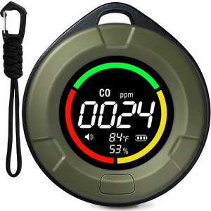 LSENLTY旅行用ポータブル一酸化炭素検知器、CO濃度/湿度/温度機能付きCO通知機能付きミニ、Type-C急速充電120時間の長い待機時間キャンプ車中泊アラーム用日本語説明書グリーン
