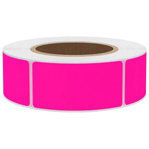 Hybskカラーシール500枚インデックスシール蛍光ピンク四角25x50mm引越し食品容器用キッチンオフィス収納整理付箋(蛍光ピンク)