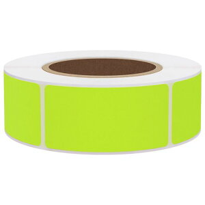 Hybskカラーラベル500枚インデックスシール蛍光シールイエロー四角25x50mm引越食品容器用キッチンオフィス収納整理付箋(蛍光イエロー)