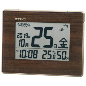 セイコークロック(SeikoClock)掛け時計置き時計目覚まし時計ナチュラル電波デジタルカレンダー温度湿度表示新元号表示薄金色パール本体サイズ:12.7x16.5x2.5cmSQ442B