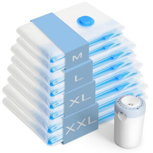 【電動ポンプ付き】圧縮袋旅行衣類圧縮袋10枚セット40x60cmx6枚、50x70cmx2枚、100x130cmx2枚便利グッズ旅行用圧縮袋衣類圧縮袋衣類防湿・防塵抗菌防カビ衣替え・収納便利掃除機不要【10枚入り