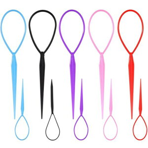 くるりんぱスティック10個セットヘアアレンジスティックヘアスタイリングツール多機能お団子髪造形プロ初心者サロン美容院家庭用業務用大小のセット髪を編む道具5色(ブラック、ピン…