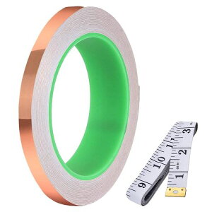 Youmile両面導電性銅箔テープ(5mm/0.2inchx30m/98ft)ギターおよびEMIシールド用の厚さ0.05mm、電気修理、1.5m/16ft測定テープによるはんだ付け