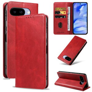 QUEASON【googlepixel9aケース手帳型】スタンド機能グーグルピクセル9aケースマグネット式googleピクセル9aカバーカード収納落下防止ぐーくるぴくせる9aカバー耐衝撃全面保護防塵(レッド)