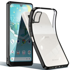 AQUOSwish3ケースクリア透明アクオスwish3SH-53DA302SHカバースマホケース耐衝撃TPU薄型軽量ソフトケース人気保護カバー(ブラック)