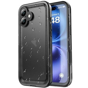 SPORTLINKiPhone16Plus用防水ケースiPhone16Plus用ケース完全防水IP68規格防水等級防雪防塵耐衝撃360°全面保護ワイヤレス充電フェイスID認証対応カメラ調整ボタン操作便利超薄型