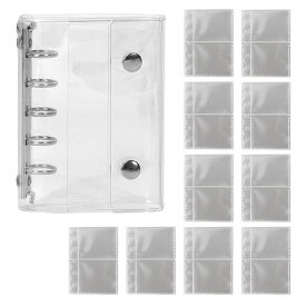 CHANGJIQシール帳台紙M5透明5穴リング式女の子はがせるシール手帳ダブルスナップ留めシールバインダー詰め替え可能クリアバインダーマイクロ5シール収納推し活グッズ透明ルーズリーフ10…