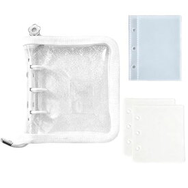 シール帳プラバン【ジッパー版】透明A7ミニバインダー【リフィルx10枚下敷きx2枚】PPシートカードポケットシール台紙手帳プリ帳カードスリーブ透明シール帳はがせるバインダー型ノート…