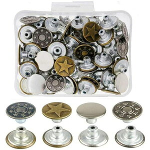 Bestgle17mmジーンズボタン8種類合計80組バネホック金属ボタンはめ込み式手芸ジーンズスタッズボタンバネホックレザークラフトホックスナップボタンレザークラフトピンユニセックスコー…