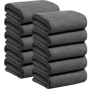 フェイスタオル【AYO10枚セットグレー35x75cm】吸水速乾無地ふわふわなめらか速乾耐久性毛羽落ち少ない引っ掛けやすい人気10枚家庭用業務用極細繊維抗菌防臭通気