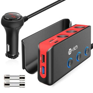 Te-Rich�V�K�[�\�P�b�g3�A����usb4�|�[�g����qc3.0/2.4A�}���[�d�ő�120W�J�[�`���[�W���[����1m�q���[�Y10A�ԍڏ[�d��12V/24V�d�����o���\�P�b�g�ʂƈꊇ�X�C�b�`�t�d���v�J�[