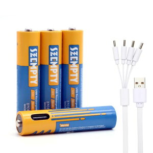 SZEMPTY�P4�`USB-C�[�d�����`�E���C�I���o�b�e���[4�{�Z�b�g750mWh(500mAh)1.5V��e��typeC�[�d�P�l�d�r�����S��
