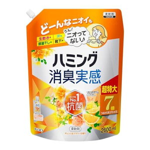 ハミング【大容量】消臭実感柔軟剤つめこみ洗いも、部屋干しも、無敵消臭!内No.1抗菌オレンジ&フラワーの香りつめかえ用2600ml