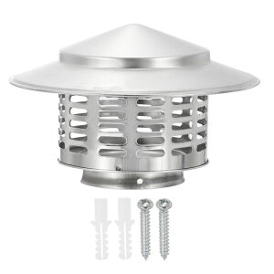 PATIKIL3”チムニーキャップ304ステンレススチールラウンドチムニーカバーキャップフードスクリーン屋根ベント暖炉排気外部ストーブパイプ用ネジ付き