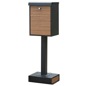 ガーデンマスター(Gardenmaster)郵便ポスト置き型屋外防水スタンド型郵便受け幅35.5x奥行24x高さ99cmYTX0055-1ブラック/木目調