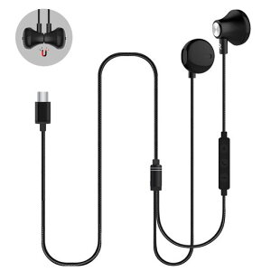 USBType-Cイヤホンカナル型マイク付き全てのタイプC端子対応タイプCイヤホン密閉型通話可能音量調節音楽磁気有線重低音スマートフォン、タブレット、ノートパソコン、iPadに適用(1.5M黒)