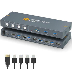 USB3.0KVMXCb`HDMI41o4PCRs[^1̃j^L3USB3.0nuKVMHDMI4IN1OUT4K@60HzΉKVM