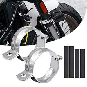 BiqingバイククロームウインカーブラケットステーΦ52~Φ60mm対応フロントフォーククランプウィンカーステー補助灯固定器具挟み込み型穴あけ不要銀汎用