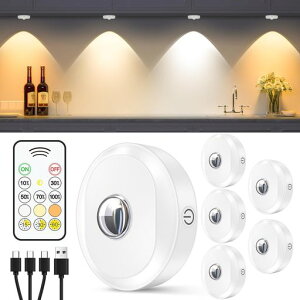 WILLED6個タッチライトキャビネットライトフィギュアライト(リモコン付き)プッシュライト貼り付けインストールタッチ操作&IRリモコン対応USB一対三の充電式小型ledライト照明