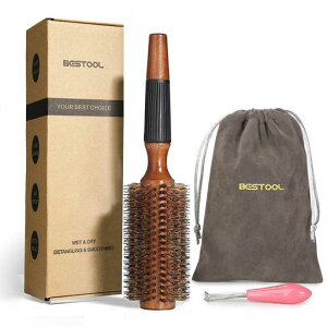 BESTOOLロールブラシヘアブラシロールくし木製櫛ヘアケア高級コームレディースメンズブローカール巻き髪耐熱人気艶髪美髪ケア(M)