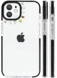 ミッフィーiPhone12/12Pro用ケーススマホケースアイフォン12カバー【全機種対応】カバーかわいいTPUレンズ保護ワイヤレス充電対応指紋防止黒枠の透明ケースかわいいサイドデザイン6.1インチ