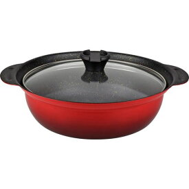 和平フレイズ土鍋より軽くて丈夫マーブルコート焼付塗装卓上鍋27cm9号サイズ4-5人用IH・ガス対応ガラス蓋付紅丈膳RB-1676赤