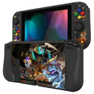 PlayVitalZealProtectNintendoSwitchに対応用ソフト保護シェル、switchに対応用フレキシブル保護カバー、スクリーン保護フィルム&サムグリップキャップ&ABXY方向ボタンキャップ付き【ハロウィーン…