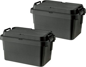 リス(RISU)収納ボックストランクカーゴ50Lブラック日本製TC-50S2個セットコンテナボックススタッキング屋外収納キャンプ防水GHON108