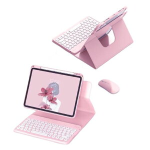 マウス付きiPad11インチ2025(A16)/iPad第10世代10.9インチ2022ケースキーボード付き回転キーボードケース縦アイパッドペン収納カバー耐衝撃透明クリア背面カバーマグネット分離式丸型キー