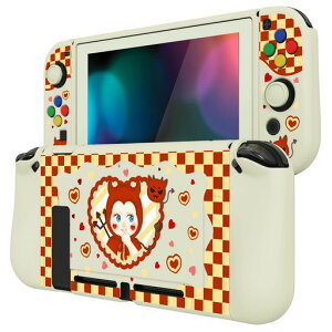 PlayVitalZealProtectNintendoSwitchに対応用ソフト保護シェル、switchに対応用フレキシブル保護カバー、スクリーン保護フィルム&サムグリップキャップ&ABXY方向ボタンキャップ付き【小悪魔】